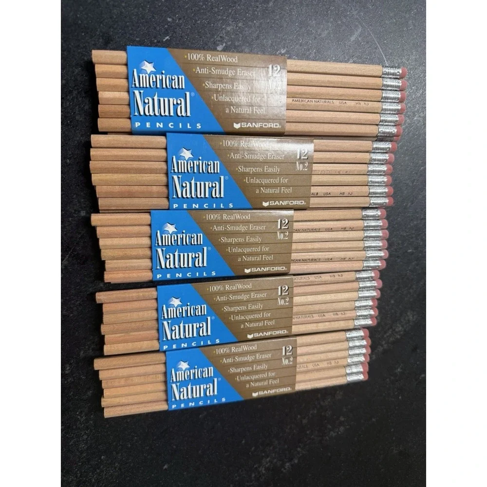 Vintage Sanford American‎ Natural No. 2 HB Pencils - 60 Count Box - NOS USA Made